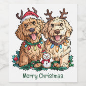 Frohe Weihnachten Goldendoodle Hunde Weinetikett (Einzelnes Label)