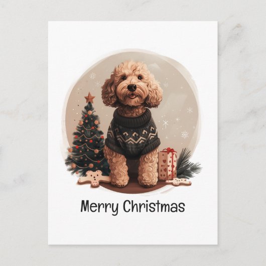 Frohe Weihnachten Goldendoodle Welpen Hunde (Vorderseite)