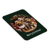 Frohe Weihnachten Goldendoodle Welpen Hunde Magnet (Rechte Seite)