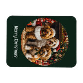 Frohe Weihnachten Goldendoodle Welpen Hunde Magnet (Horizontal)