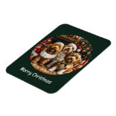 Frohe Weihnachten Goldendoodle Welpen Hunde Magnet (Linke Seite)
