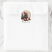 Frohe Weihnachten Goldendoodle Welpen Hunde Quadratischer Aufkleber (Tasche)