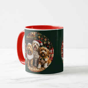 Frohe Weihnachten Goldendoodle Welpen Hunde Tasse