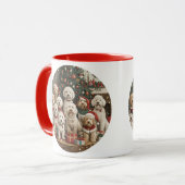 Frohe Weihnachten Goldendoodle Welpen Hunde Tasse (Vorderseite Links)