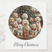 Frohe Weihnachten Goldendoodle Welpen Hunde Weinetikett (Einzelnes Label)