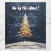 Frohe Weihnachten Goldene Bäume Weinkarte Weinetikett (Einzelnes Label)