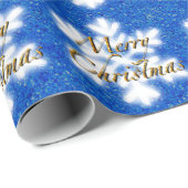 Frohe Weihnachten, goldene Buchstaben funkeln Schn Geschenkpapier (Rolleneckpunkt)