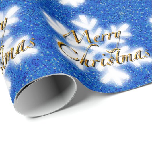 Frohe Weihnachten, goldene Buchstaben funkeln Schn Geschenkpapier (Rolleneckpunkt)