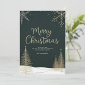 Frohe Weihnachten Goldene Kalligrafie Feiertagskar (Stehend Vorderseite)