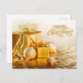 Frohe Weihnachten Goldene Ornamente und Geschenkbo (Vorne/Hinten)