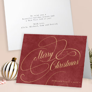 Frohe Weihnachten goldene Schrift rote elegante Ni