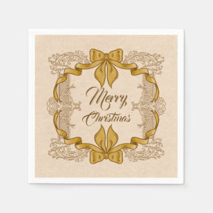 Frohe Weihnachten Goldener Bogen Vintage Serviette