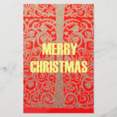 Frohe Weihnachten Goldener Roter Schnee Glitzer Ku Briefpapier (Vorderseite)