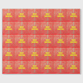 Frohe Weihnachten Goldener Roter Schnee Glitzer Ku Geschenkpapier (Flach)