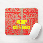 Frohe Weihnachten Goldener Roter Schnee Glitzer Ku Mousepad (Mit Mouse)