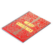 Frohe Weihnachten Goldener Roter Schnee Glitzer Ku Notizblock (Linke Seite)