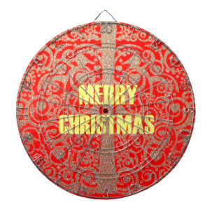 Frohe Weihnachten Goldenes Rotes Schnee Glitter He Dartscheibe