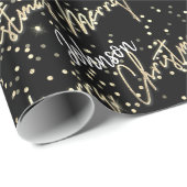 Frohe Weihnachten goldenes Skript aus Name BlackWh Geschenkpapier (Rolleneckpunkt)