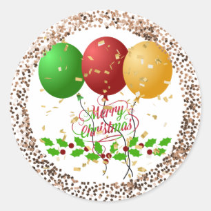 Frohe Weihnachten, goldfarbene Konfetti, Classic R Runder Aufkleber