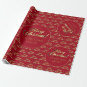 Frohe Weihnachten Goldfolie Script Apfelrot Geschenkpapier (Ungerollt)