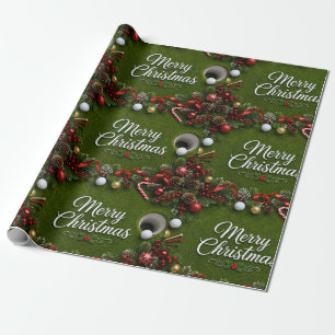 Frohe Weihnachten Golf auf Putting Green Feiertag Geschenkpapier