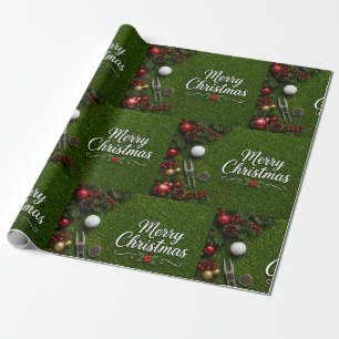 Frohe Weihnachten Golf auf Putting Green Holiday Geschenkpapier