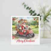 Frohe Weihnachten Golf Santa fährt Golfcart (Stehend Vorderseite)