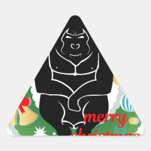 frohe weihnachten gorilla dreieckiger aufkleber