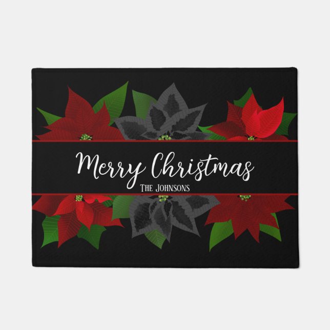 Frohe Weihnachten Goth Poinsettias Doormat Fußmatte (Vorderseite)