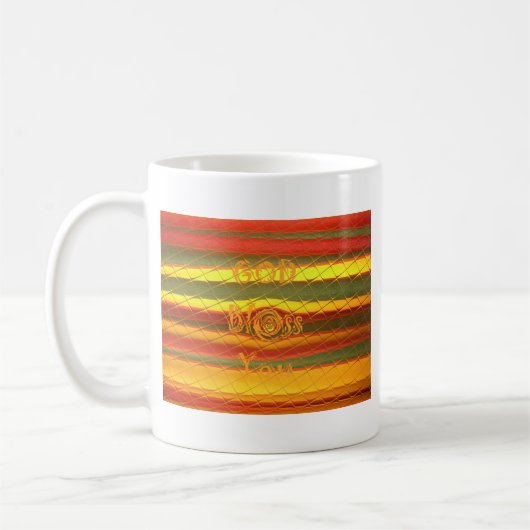 Frohe Weihnachten Gott segne Sie Farben Design Kaffeetasse (Links)