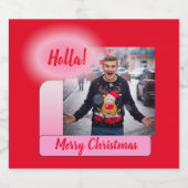 Frohe Weihnachten Gradient Moderne hinzufügen Foto Schaumweinetikett (Einzelnes Label)