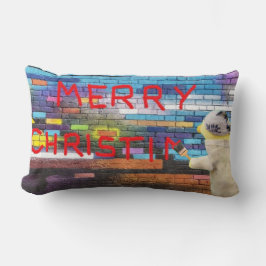 Frohe Weihnachten Graffiti Lumbar Pillow Lendenkissen