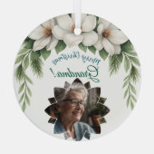 Frohe Weihnachten Grandma Foto Weihnachtsgeschenk Ornament Aus Glas (Rückseite)