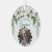 Frohe Weihnachten Grandma Foto Weihnachtsgeschenk Ornament Aus Glas (Vorderseite links)