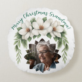 Frohe Weihnachten Grandma Foto Weihnachtsgeschenk Rundes Kissen