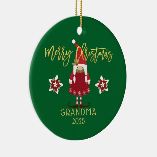 Frohe Weihnachten Grandma Gnome Girl Holiday Foto Keramik Ornament (Rechts)