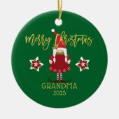 Frohe Weihnachten Grandma Gnome Girl Holiday Foto Keramik Ornament (Vorne)