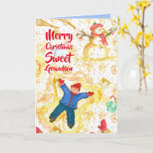 Frohe Weihnachten Grandson Snowman Angels Winter Karte (Gelbe Blume)