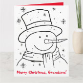Frohe Weihnachten Grandson Snowman Coloring Book Karte (Vorderseite)