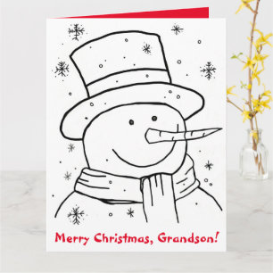 Frohe Weihnachten Grandson Snowman Coloring Book Karte
