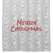 Frohe Weihnachten: Graphic White Ruched Satin Duschvorhang (Vorderseite)