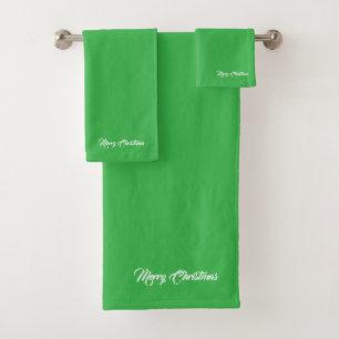 Frohe Weihnachten Gras Grün Badhandtuch Set