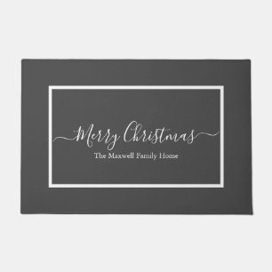 Frohe Weihnachten graue weiße Familienname Doorma Fußmatte