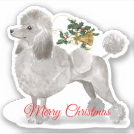 Frohe Weihnachten Gray Poodle Custom-Cut Vinyl Aufkleber