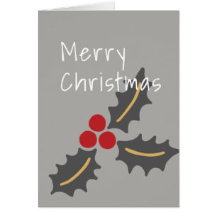 Frohe Weihnachten/ Gray & Red Holly Design