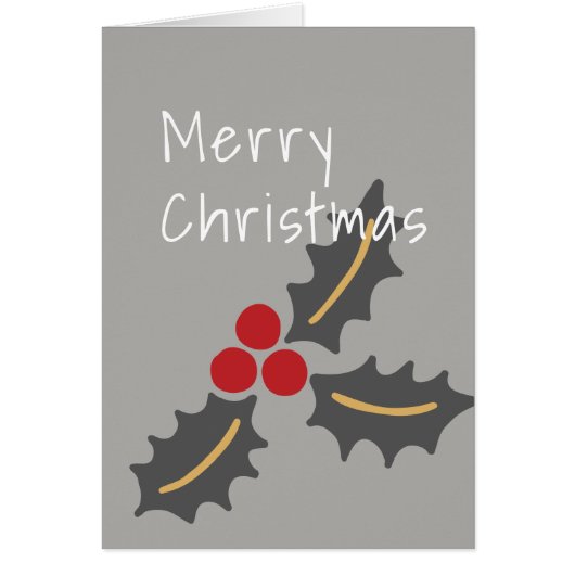 Frohe Weihnachten/ Gray & Red Holly Design (Vorne)