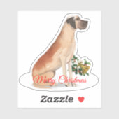 Frohe Weihnachten Great Dane Custom-Cut Vinyl Aufkleber (Blatt)