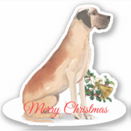 Frohe Weihnachten Great Dane Custom-Cut Vinyl Aufkleber