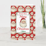 Frohe Weihnachten Great Niece Santa<br><div class="desc">Eine schöne Weihnachtskarte aus Nichte. Das Design-Muster zeigt santa claus lächelnd Gesicht und einen roten Hintergrund. Alle Texte können nach Bedarf geändert werden,  um sie anzupassen. Ändern Sie Tochter,  Nichte oder Schwester,  dann personalisieren Sie sie mit einem Namen und einer inneren Nachricht.</div>