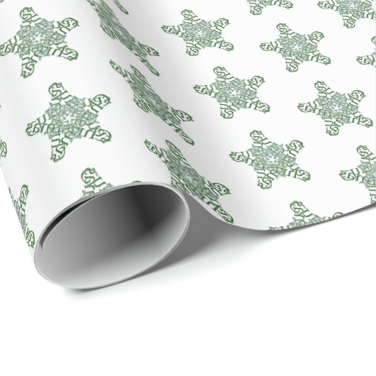 Frohe Weihnachten Green Calligraphy Star Small Mot Geschenkpapier (Rolleneckpunkt)